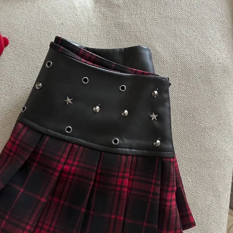 Spring Summer Korean Fashion Sexy Woman Skirt Y2k Aesthetic American Retro Mini Skirt PU Gothic Dark Style Skirts Woman Clothes