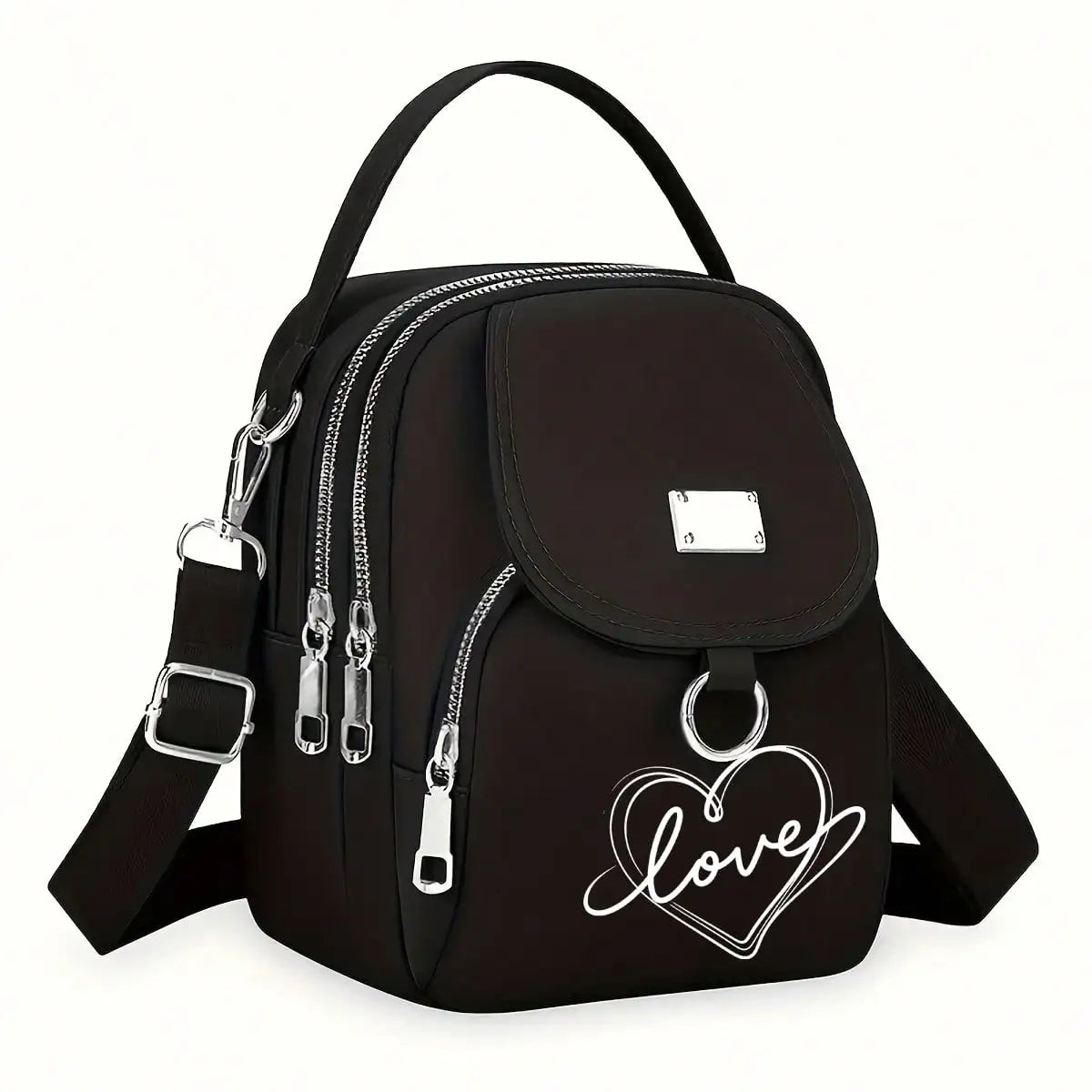 1pc Heart Love Print Shoulder Bag Women's Casual Mini Crossbody Bag Adjustable Good Capacity Small Handbag Girls Crossbody Bag