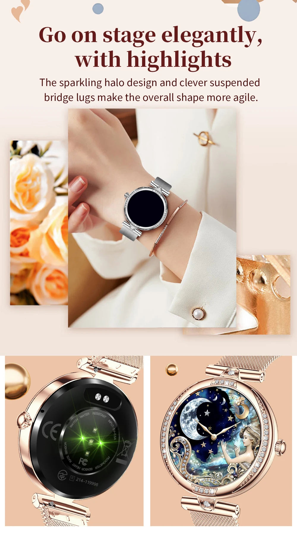 2025 Blue Tooth Call Lady Smartwatch 1.19" AMOLED Screen Women Smart Watches Waterproof Sports Fitness Tracker Health Bracelet