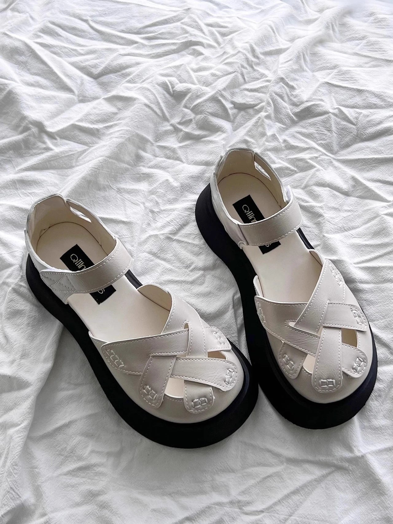 2025 Summer New Retro Style Mary Jane Enclosed Toe Sandals for Women Artistic & Versatile Weaving Style Thick Soled Roman Shoes