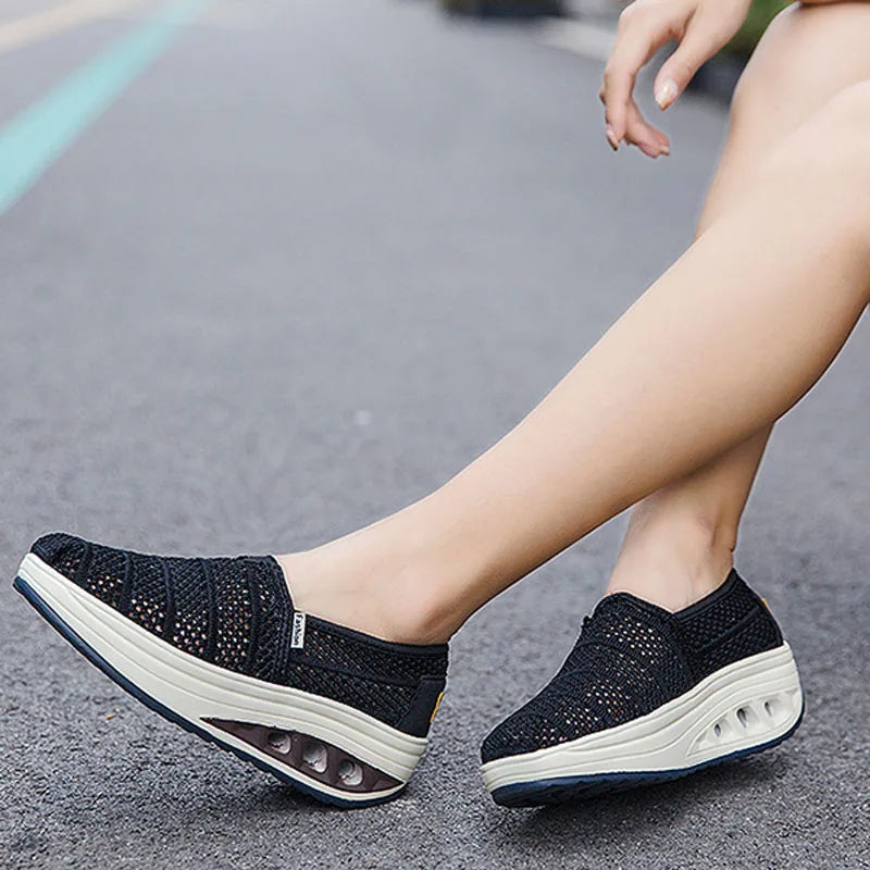 Women's Mesh Breathable Loafers Solid Color Slip On Summer Platform Sneakers Women Walking Casual Shoes Zapatos Mujer WSH5094