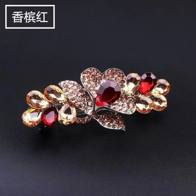 Korean Style Rhinestone Floral Hair Clip Mother Headdress Headpiece Female Hair Accessories Temperament Barrettes Hairpins BAZAARHUBO