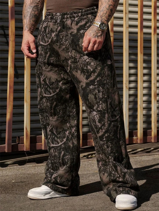 New Jogger Straight Trendy Fitness Pants Men's Camouflage Wide Leg Pants Breathable running sweatpants loose men trousers