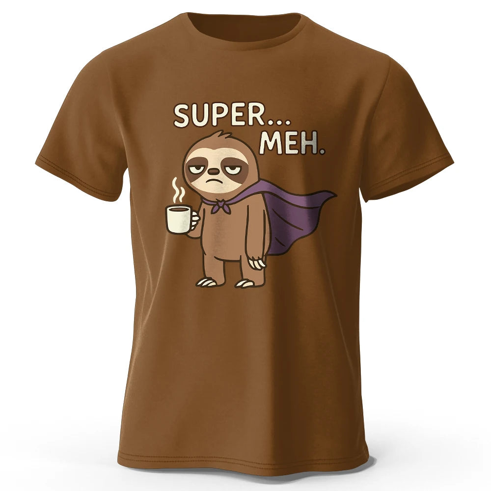 Men's Super Meh Printed T-Shirt 100% Cotton Oversized Apathetic Graphic Tees for Women Summer Tops Slacker Streetwear