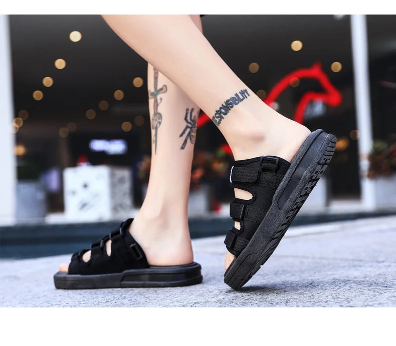 Men's Beach Open Toe Shoes Sandals High Quality Non-slip Men Slippers Breathable Two Uses Male Footwear Mens Summer Outdoor Shoe