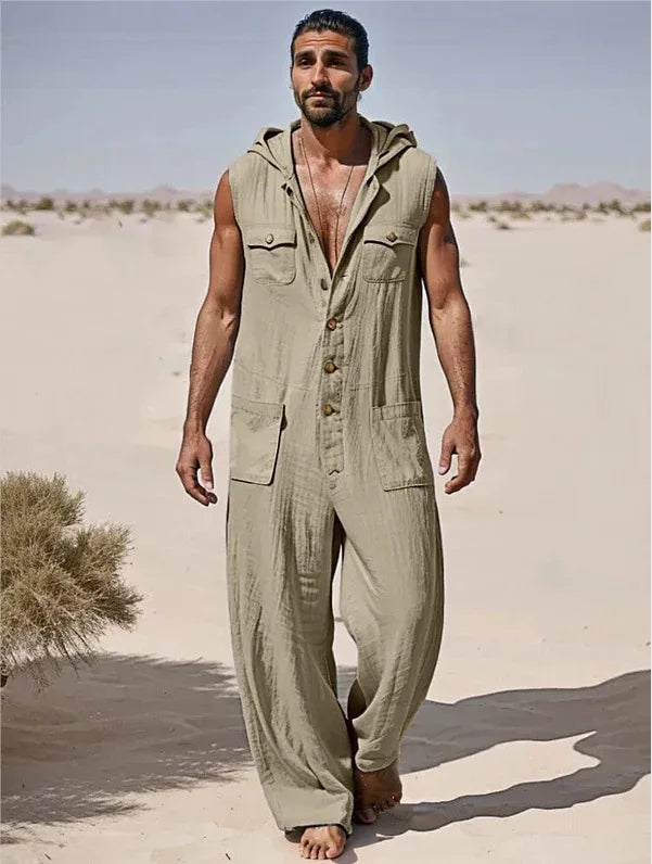 European  American Men's Street Fashion Workwear Jumpsuit Summer Thin Breathable Casual Sportswear 2025 New Style