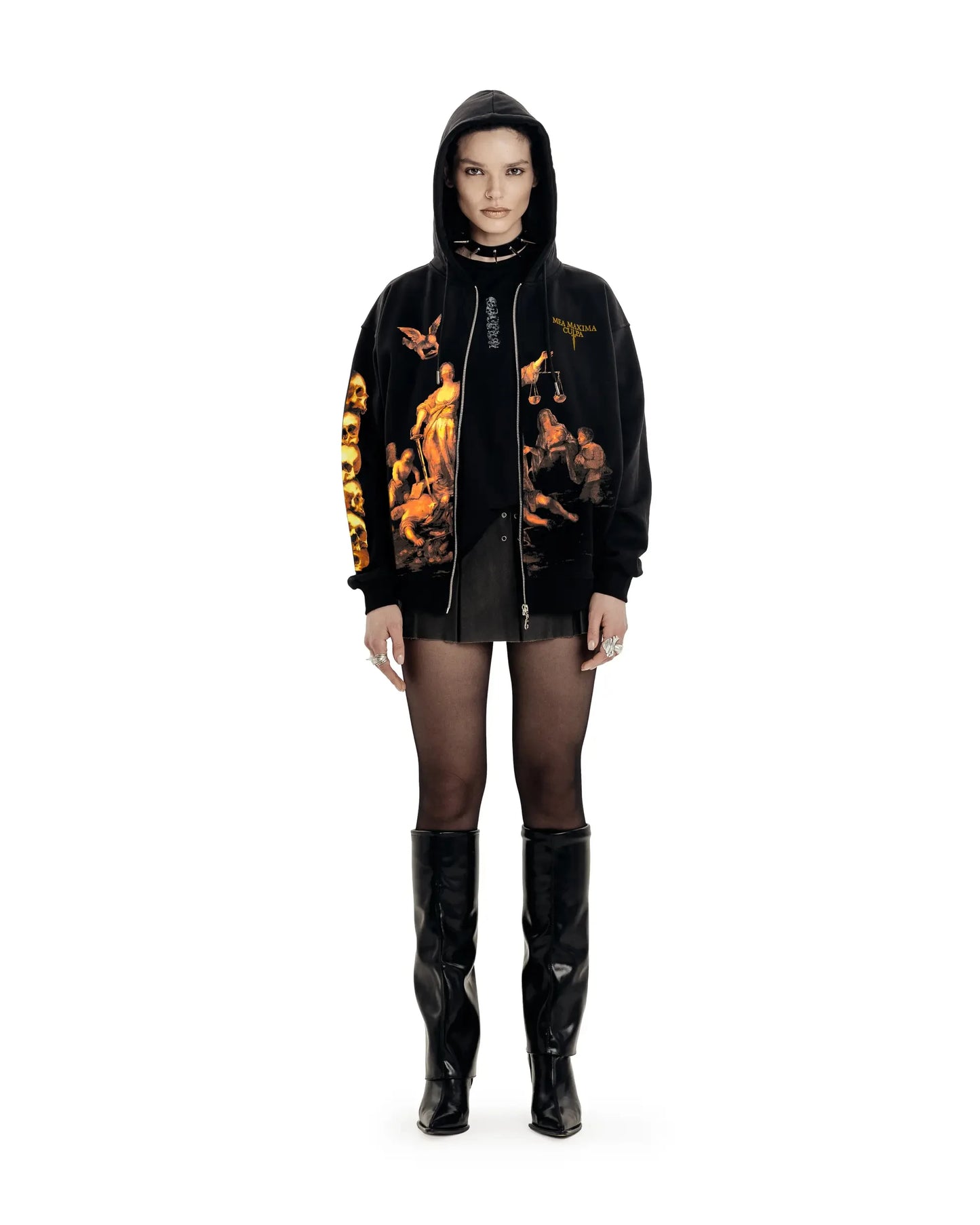 Streetwear Men Zipper Hoodie justice Graphic Print Zip Hooded Pullover Sweatshirt Hip Hop Jacket Y2K Coat Clothing Goth Top Punk