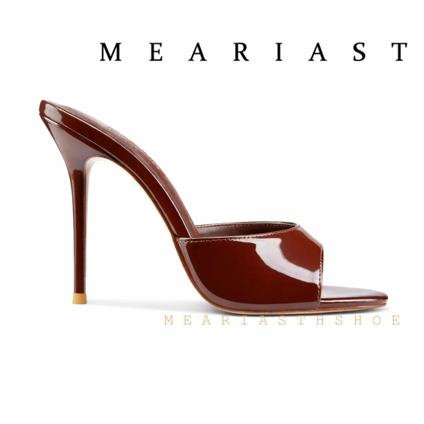 Red Patent Leather Stiletto Slippers Open Toe Solid Sexy High Heels Summer 2025 New Nightclub Outside Plus Size 45 Luxury Shoes