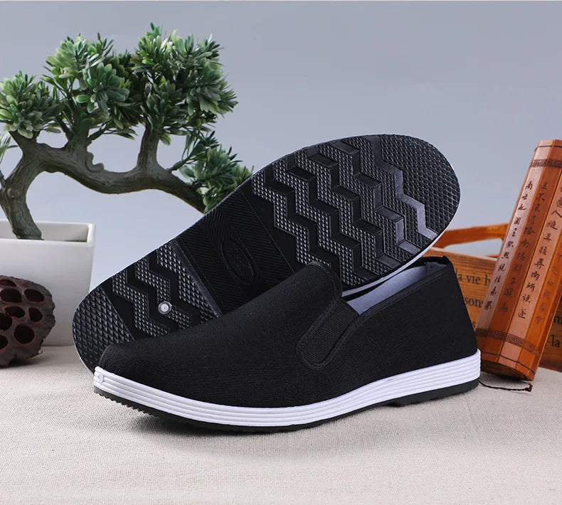 Beijing Men's Cloth Shoes New Style Work Shoes Rubber Sole Black Cloth Shoes One Step Work Shoes round Toe Breathable Wear Re...