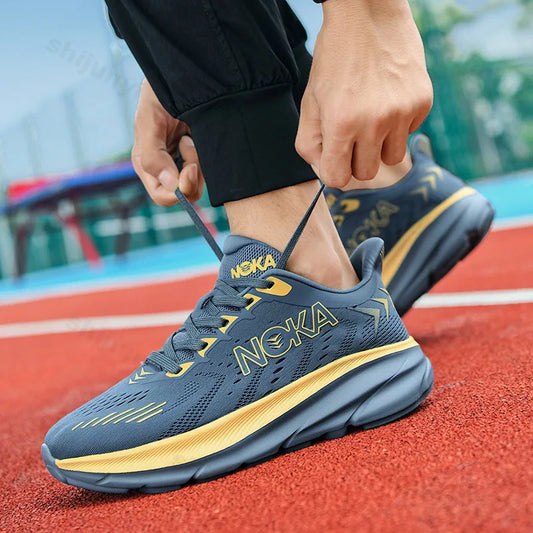 2025 New Fashion Trend Men's Thick Soled Running Sneakers Breathable Mesh Outdoor Sports Comfortable Lightweight Lace-up Shoes