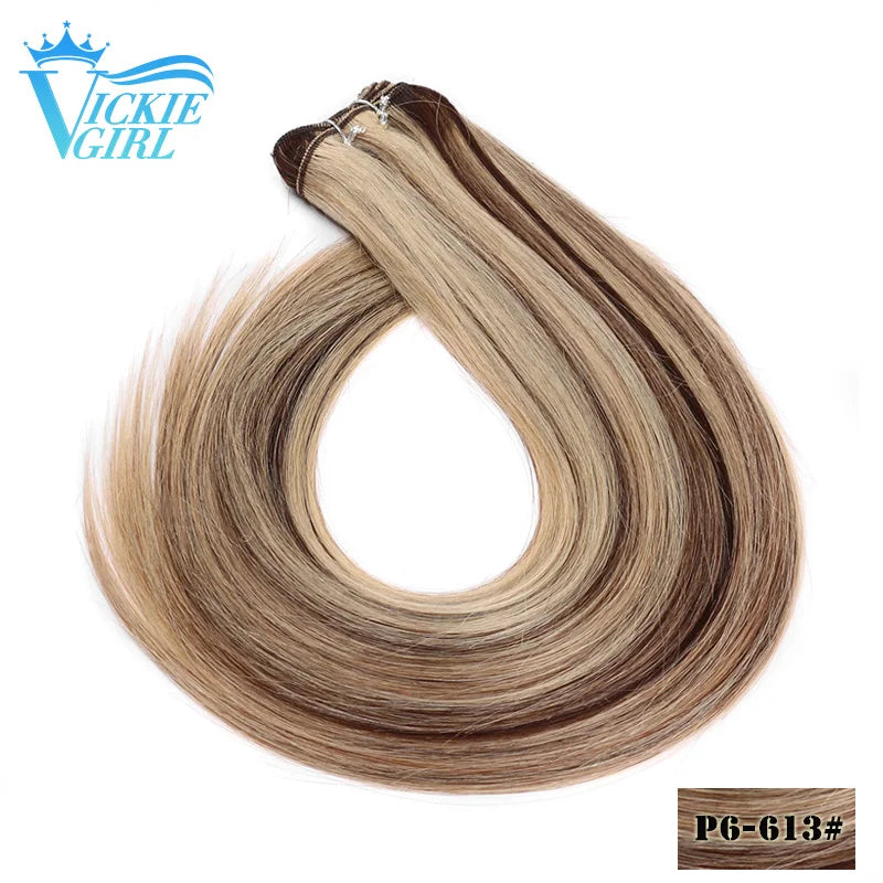 Straight Human Hair Weave Extensions Ombre Blonde Bundles Extensions 100g/Pcs 16"-28"  Straight Remy Skin Double Weft Hair