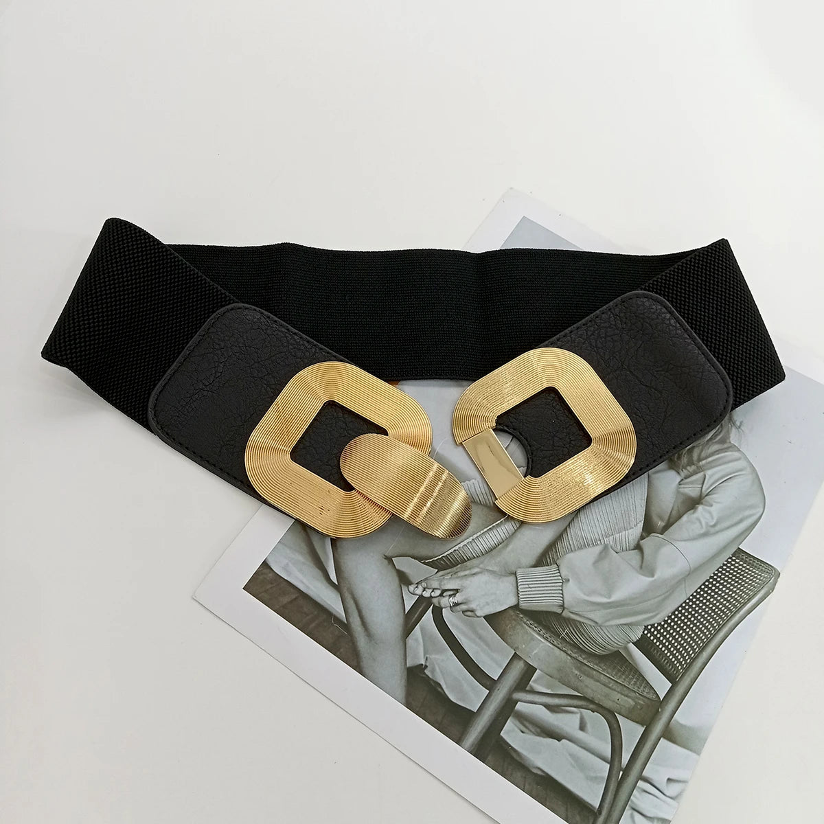 Black Plus Size Wide belt for women Girdles Elastic Cummerbunds Luxury Brands Designer Corset Belt Female Punk Gothic Belt Gold BAZAARHUBO