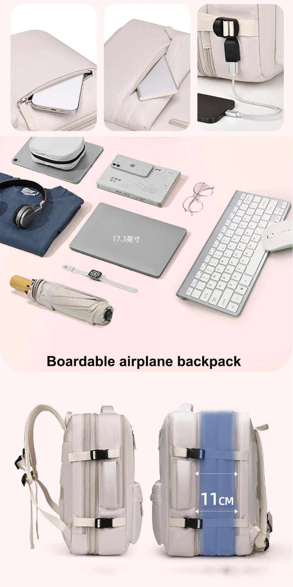 Buylor Travel Backpack Women Easyjet Backpack 45x35x20 Cabin Luggage Backpack for Airplane Large Capacity Carry On Laptop Bags