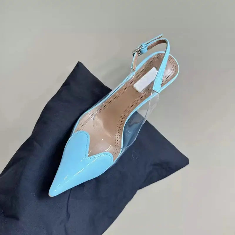 2025 New PVC European Style High Heels Women'S Summer Pointed Toe Runway Sandals Party Shoes