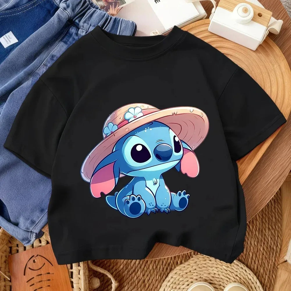 Casual everyday T-shirt for children,T-shirt with Kawaii cartoon print, summer urban fashion set for boys and girls aged 3 to 14