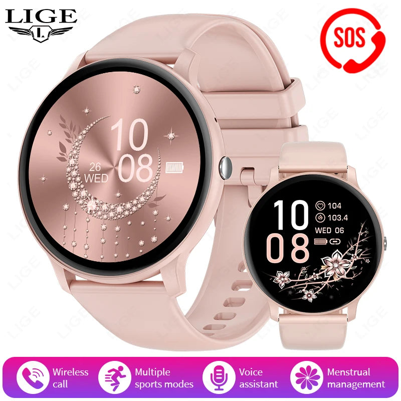 LIGE Women's SmartWatch Blood Oxygen Monitor Sports Fitness Tracker Bluetooth Call Al Voice Assistant Watches For Android IOS
