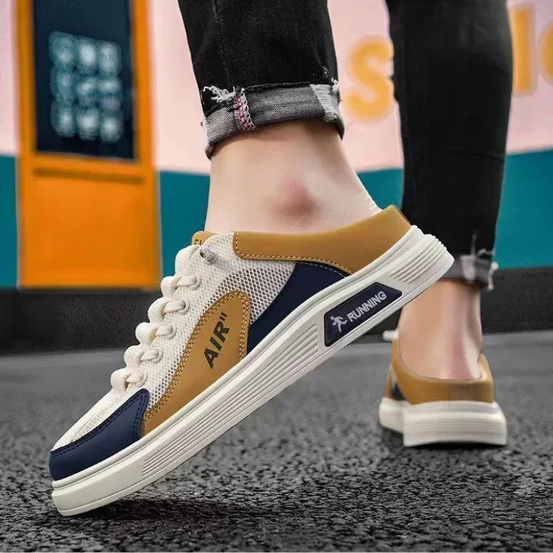 Men's Half Slipper Slip-on Man Casual Fisherman Shoes Breathable Mesh Platform Shoes Soft Bottom Sneakers Comfortable Men Shoes