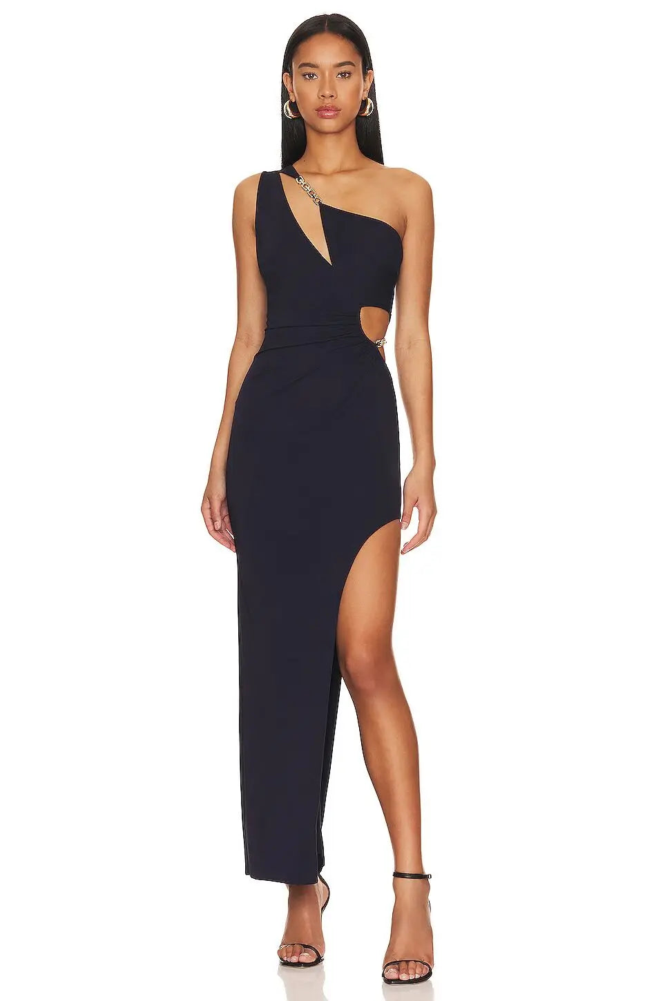 Hashupha Long Bandage Dress Women's Black One shouder Hollow Out Split Sexy Elegant Bodycon Celebrity Evening Party Dresses