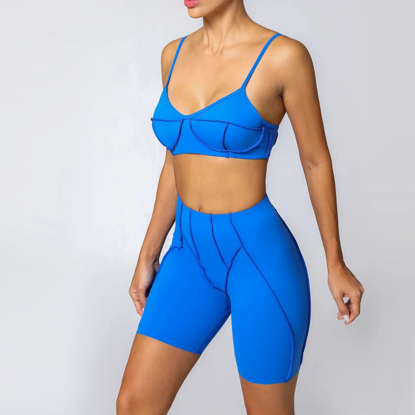 Yoga Fitness Sports Sets High Waist Hip-lifting Shorts Open Back Bra Suit Casual Running Workout Gym Leggings Sexy Set for Women