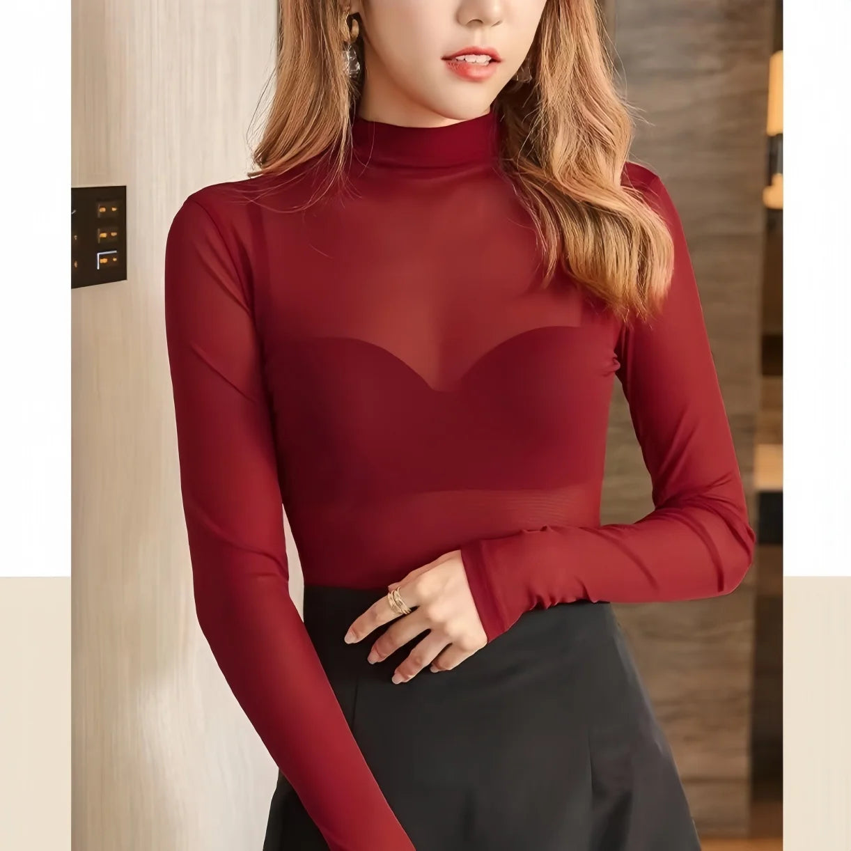 Open Crotch One-pieces Sheer Black red Long Sleeve Sexy Bodysuits Shirts Tops Lingerie Club Street wear for Woman Plus Size 3XXL