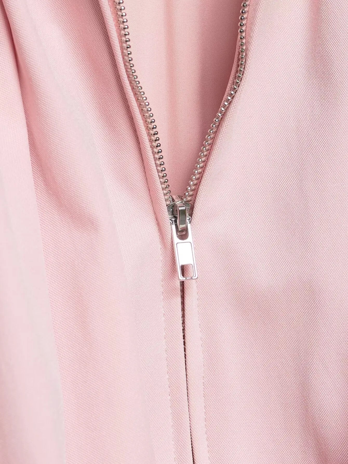 YENKYE New 2026 Women Pink Puff Sleeve Pleated Bomber Jacket Front Zipper Casual Loose Crop Coat