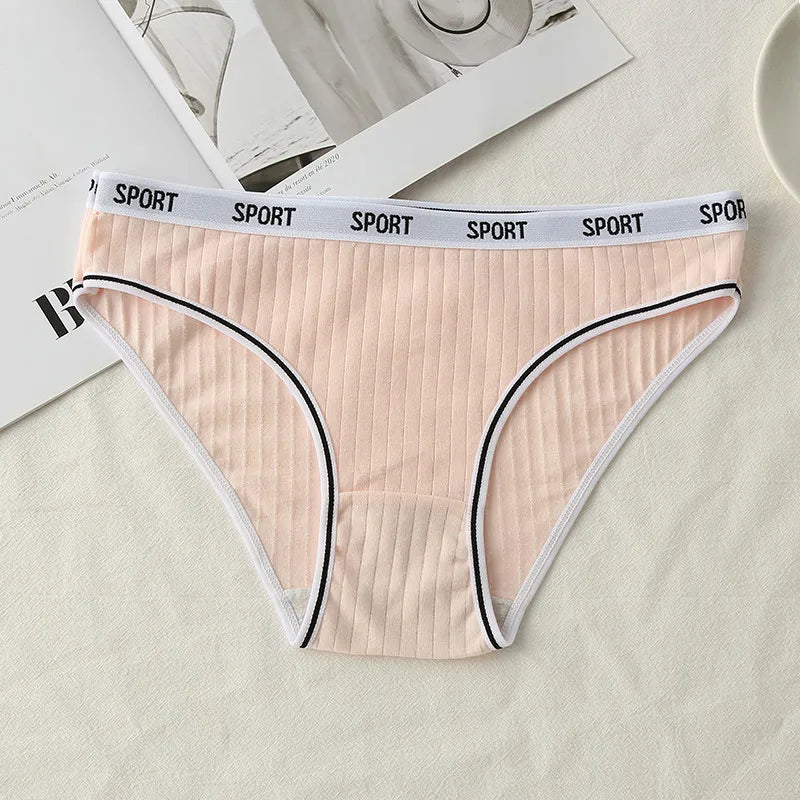 Fashion Letter Women's Underwear Breathable Cotton Triangle Pants Mid Waist Sexy Comfortable Lingerie Bright Cute Girl Briefs
