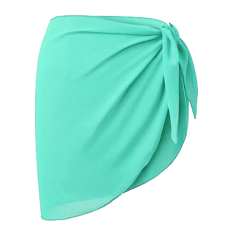 Short Sarong Skirt Chiffon Beach Coverup Scarf Wrap For Women Swimsuit Cover Short Beach Wear