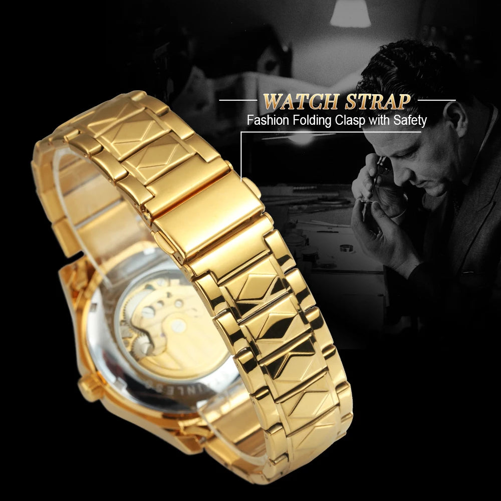 Forsining Fashion Tourbillon Skeleton Automatic Mechanical Watch for Men Luminous Hands Iced Out Watches Stainless Steel Strap