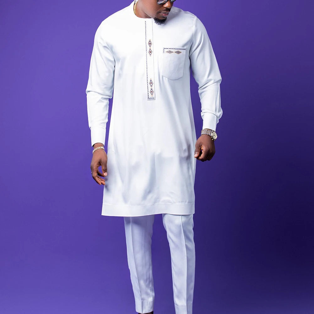 2026 New African Traditional Men's Set Casual Slim Fit Men's Suit Fashion Travel Men's Set Kaunda Style Men's Two Piece Set
