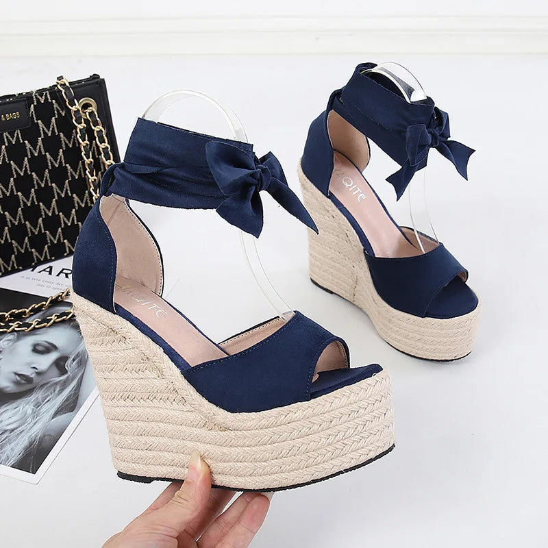 Women's wedge Espadrille Ankle Strap Sandals Comfortable Slippers Ladies Womens Casual Shoes Breathable Flax Hemp Canvas Pumps