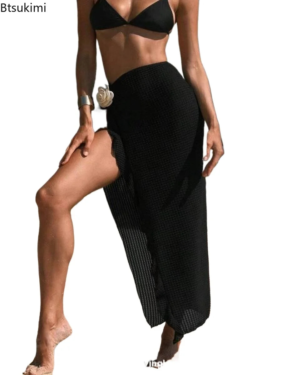 Vintage Swimsuit Women's Beach Vacation Long Skirts Sexy Bikini Cover Ups Holiday Bathing Suit Swimwear Summer 2-ways Wear Cover
