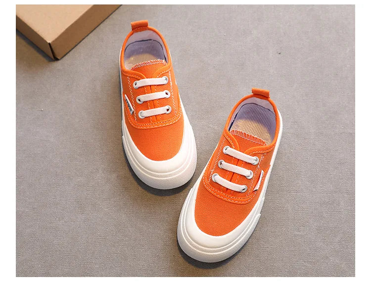 Children Sport Canvas Shoes Boys Casual Shoes Girls Soft Sole One-legged Cloth Fashion Student Single Shoes Flats