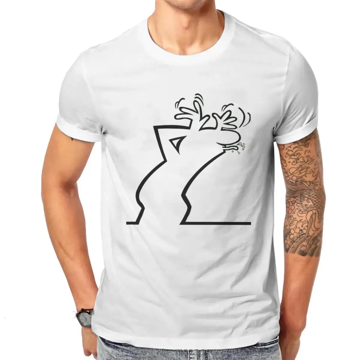 La Linea Bilder  Foto Upload TShirt Men Alternative Casual O-neck Cotton T-Shirt Funny Tees Harajuku Streetwear