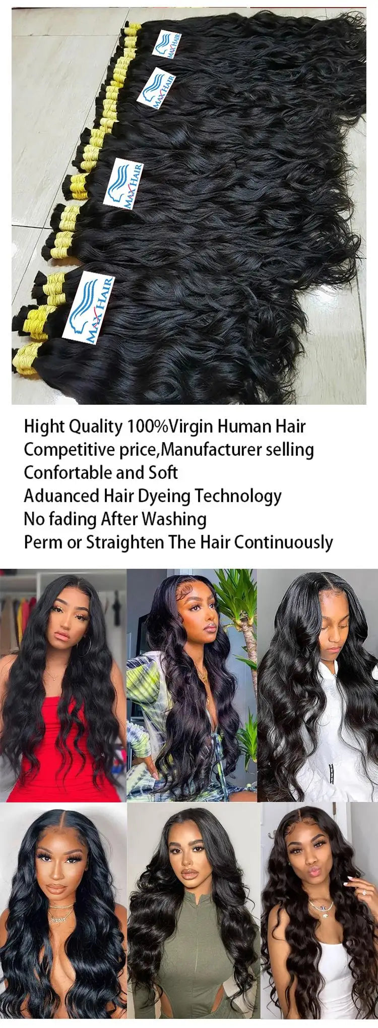 Natural Black Human Hair Bulk Hair Bundles For Braiding Body Wave Human Hair Braiding No Weft Brazilian Human Hair Extensions