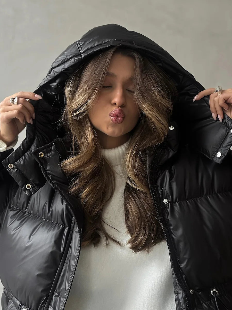 Wolfeel Drawstring Slim Fit Womens Winter Jacket Polyester Coat Warm
