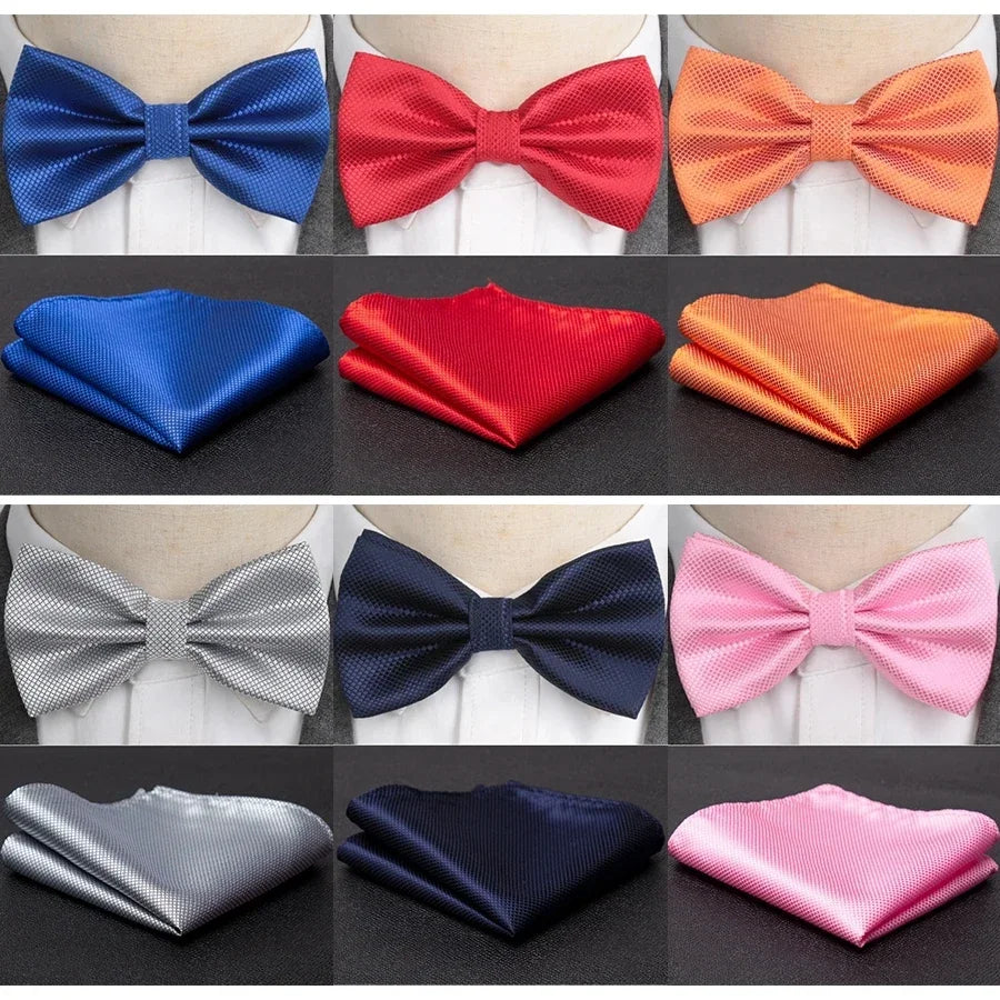 Men Bowtie Cravat Set Solid Fashion Butterfly Party Wedding Bow Ties Girls Formal Dress Tie Mens Bowknot Fashion Accessories BAZAARHUBO