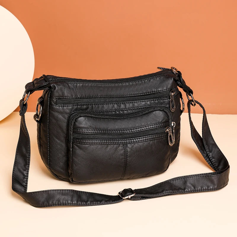 Women Bag 2023 New Fashion Middle-aged Handbag Multi-pocket Practical Messenger Vintage Shoulder Bag Hobos Trend Crossbody Pack