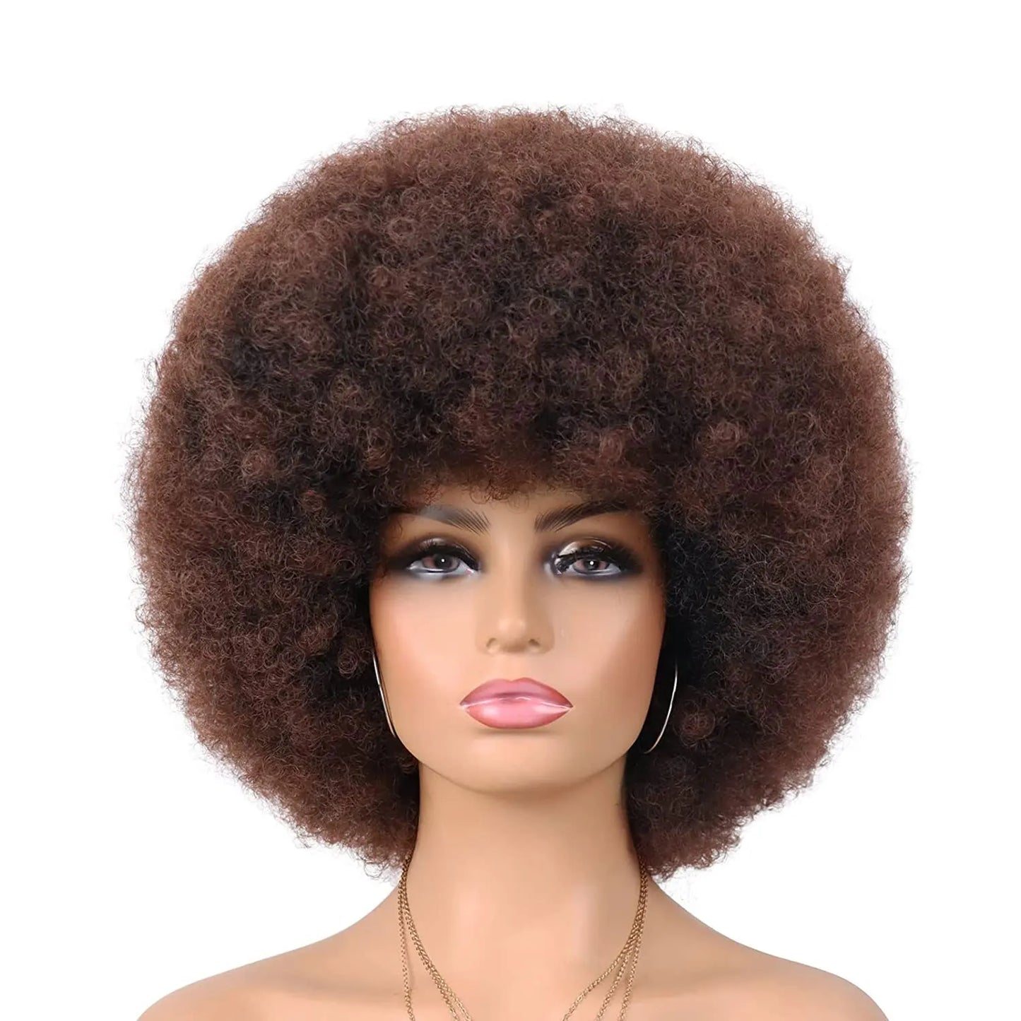Synthetic 70s Afro Curly Wigs for Black Women Glueless Wear Soft Black Large Bouncy Natural Looking Full for Daily Party Use