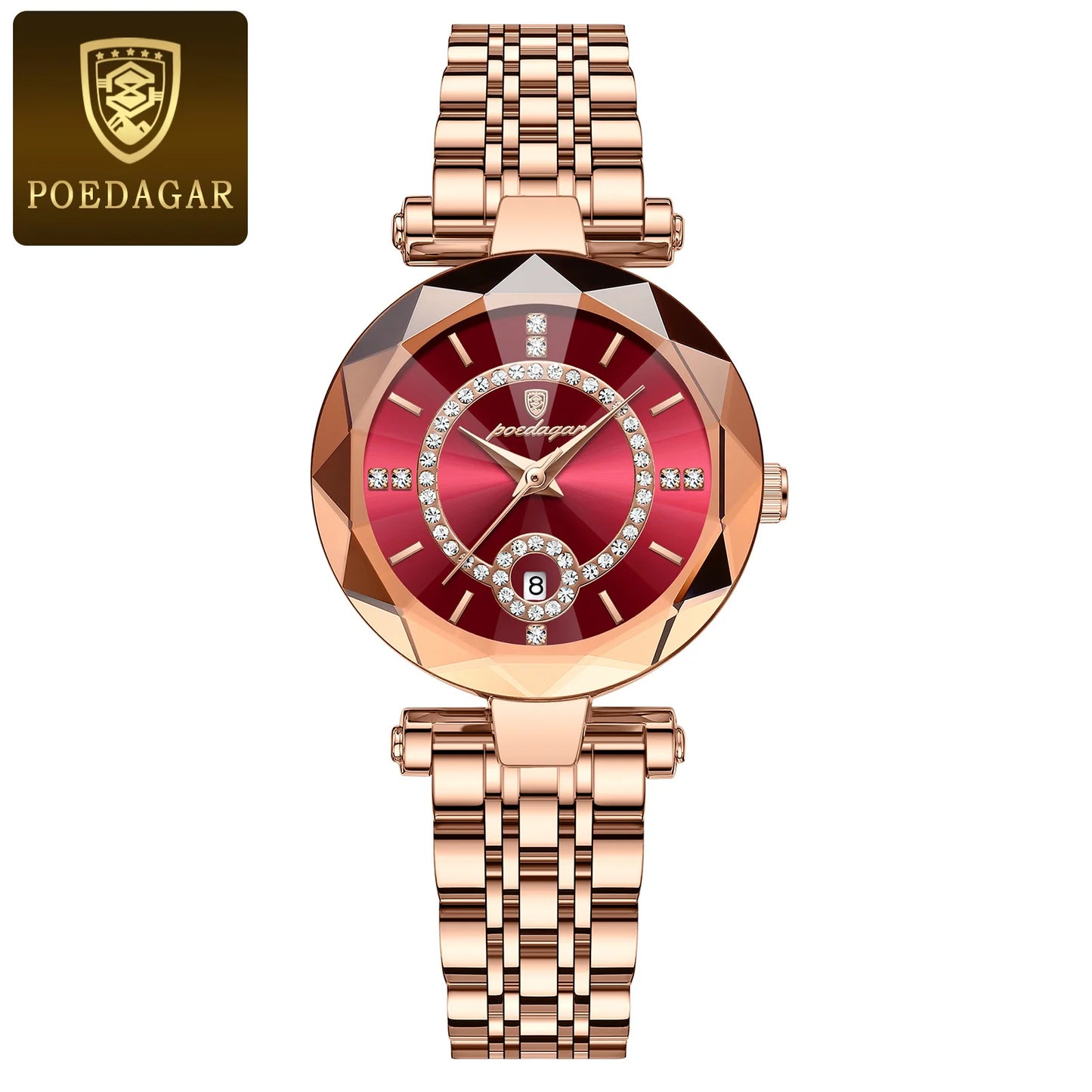 POEDAGAR Luxury Fashion Women Watches Waterproof Stainless Steel Date Diamond Ladies Watch High Quality Quartz Woman Wristwatch