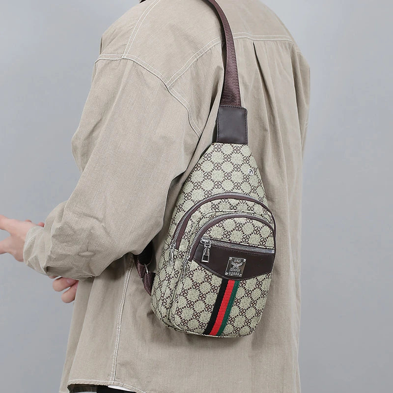 Men's Multifunction Messenger Bag Shoulder Cloth Chest Bags Crossbody Casual  Handbag with Earphone Hole