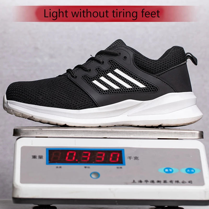 Safety Shoes for Men Steel Toe Safety Sneaker Anti-Smashing Black Work Boots Comfortable Wear-resisting Boots for Work as Hiking