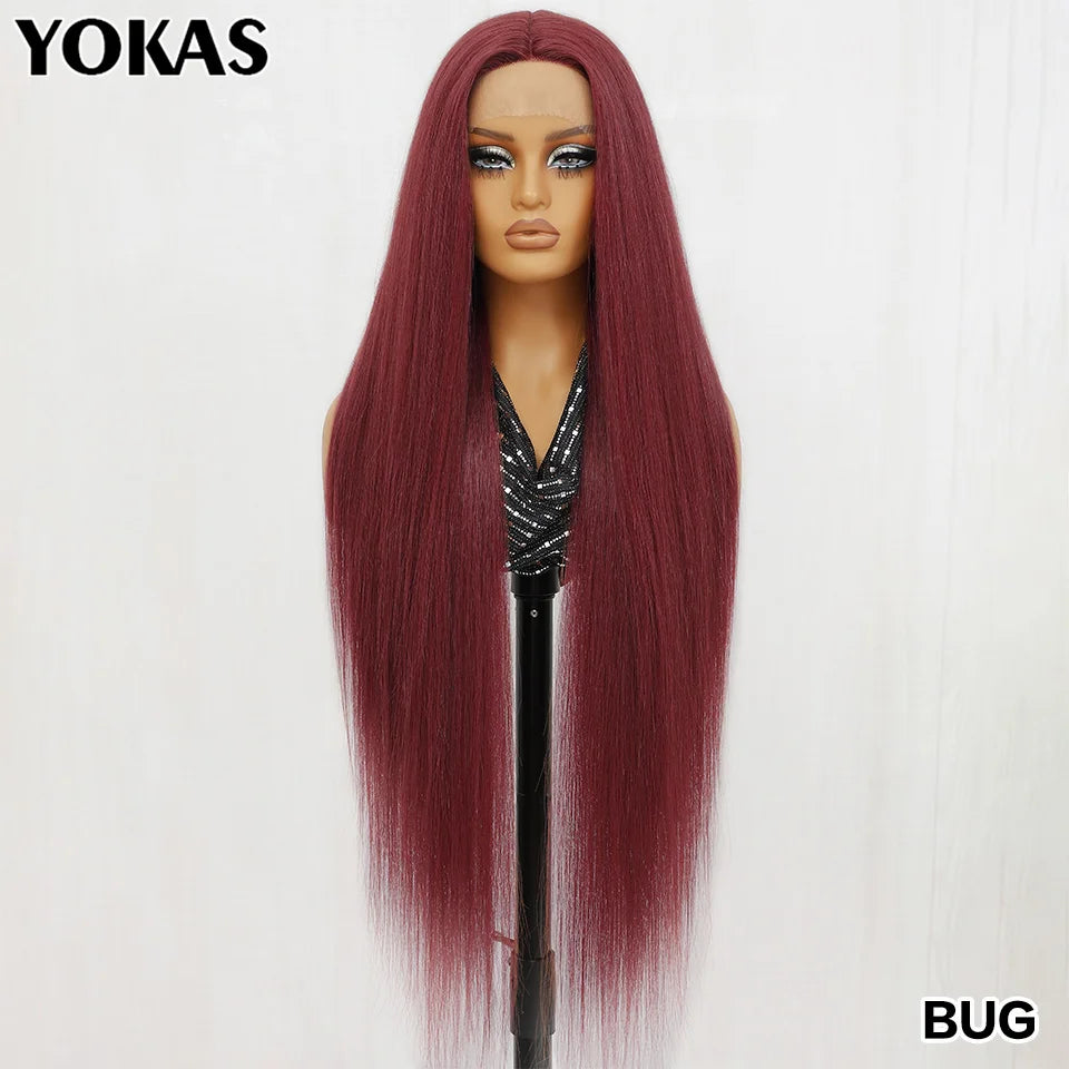 30 Inch Lace Frontal Wig Synthetic 13X6 Straight Hair Lace Wig For Afro Women High Temperture Fiber Blond Women Lace Frontal Wig