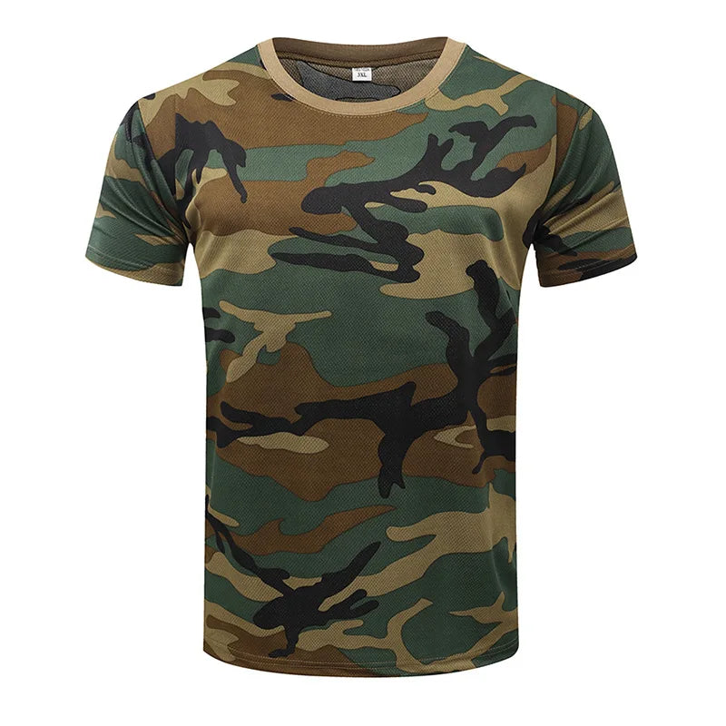 Men Casual Tactical T Shirts Short Sleeve Camouflage T-Shirt Quick Dry Outdoor Gym Top Tees Cargo T Shirt Male Clothing
