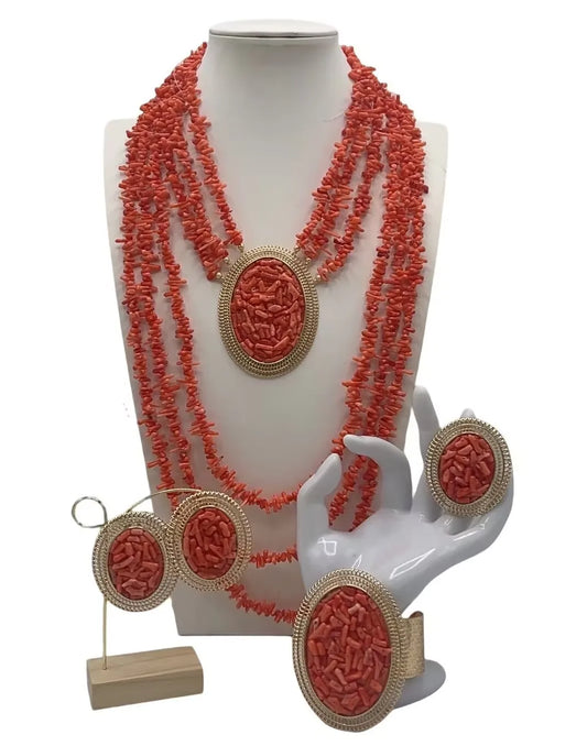 african fashion wedding real big coral beads jewlery set