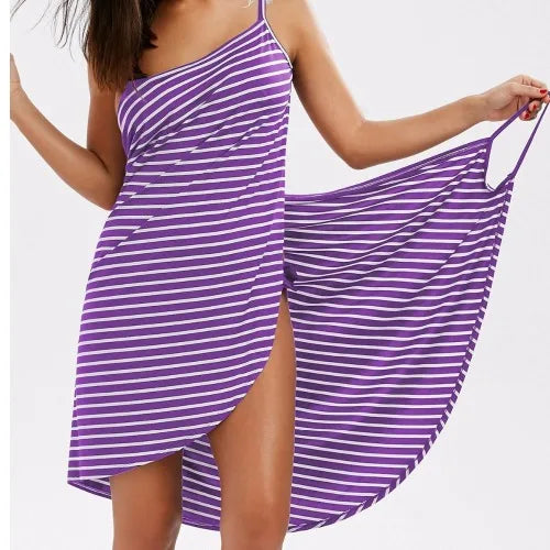 Summer Sexy Casual Striped Beach Dress Female Dresses Black Blue Purple Women's Dress Clothing
