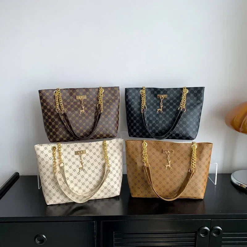 Presbyopic Handbag Luxury Design Large Capacity Handbag Women Fashion Printing Shoulder Bag Trendy Shopping Bag With Pendant