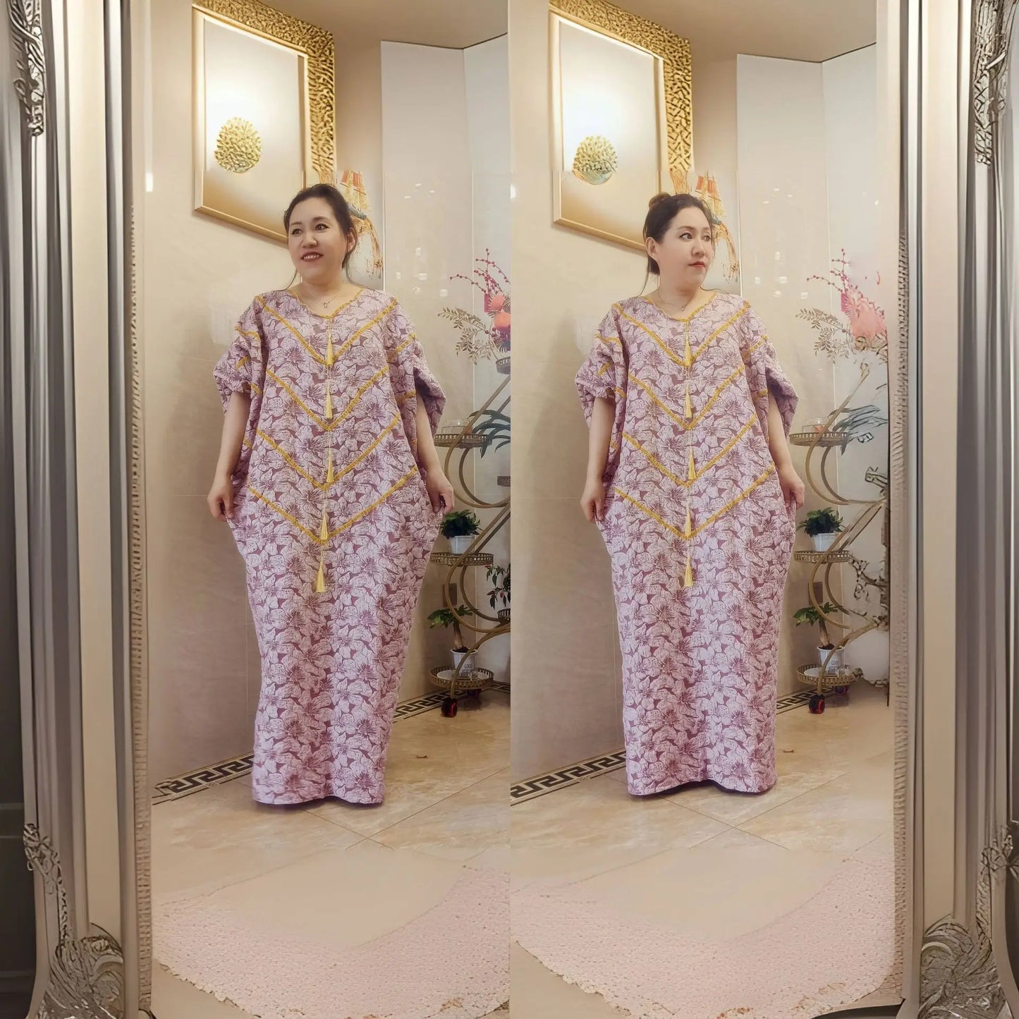 African Clothes For Women 2024 Spring Summer Africa Clothing Plus Size V Neck Bat Sleeve Tassels Maxi Dress Turkey Robe Africain