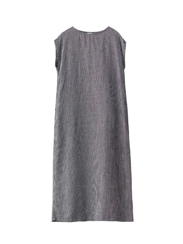 Casual Bla White Plaid A-Line Vest Dr Women's Mid-Length Spring Summer New Sle Simple Leisure Dr Korean Sle