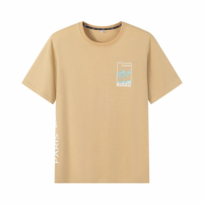 Men T Shirt Printed Popular Tees Big Size 110-175kg 6XL/7XL Plus Size Fashion Cotton Round Neck Short Sleeve Oversized Tops