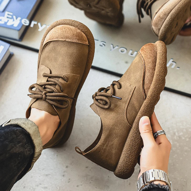 Luxury Brand Men's Casual Shoes Fashion Handmade Walking Shoes Lightweight Leisure Footwear Outdoor Sneakers Leather Work Shoes
